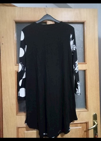 Siyah Baskılı Uzun Kollu Salaş Tunik - Görsel 2