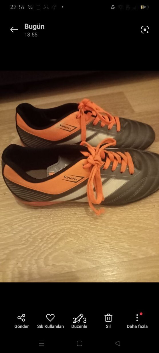 Turuncu Gri Çizgili Erkek Futbol Ayakkabısı - Görsel 2