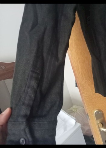 Düğmeli Siyah Uzun Kollu Keten Erkek Gömlek - Görsel 3