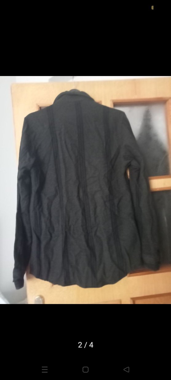 Düğmeli Siyah Uzun Kollu Keten Erkek Gömlek - Görsel 2