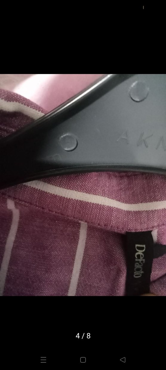 Düğmeli Mor Çizgili Uzun Kollu Kadın Gömlek - Görsel 4