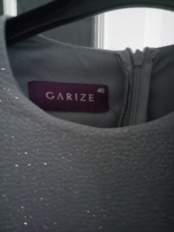 Gri Uzun Kollu V Yaka Kadın Abiye Elbise - Görsel 3