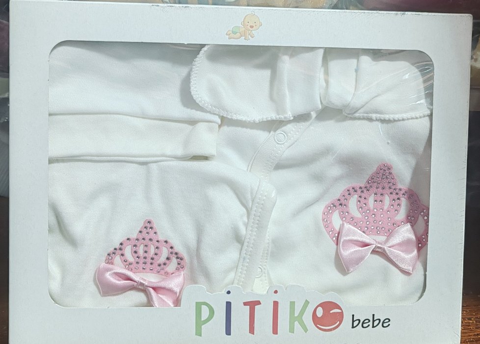 5 Parça Nakışlı Bebek Hastane Çıkışı Beyaz Takım - Görsel 2