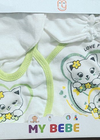 5 Parça Beyaz Baskılı Bebek Uyku Seti - Görsel 2