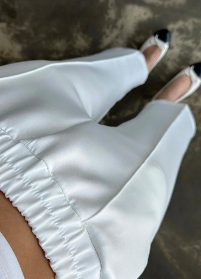 Beyaz Çımalı Scuba Pantolon - Görsel 2