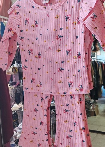 Pembe Pilili Uzun Kollu Bebek Kız Takımı - Görsel 3