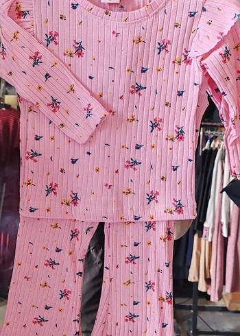 Pembe Pilili Uzun Kollu Bebek Kız Takımı - Görsel 2