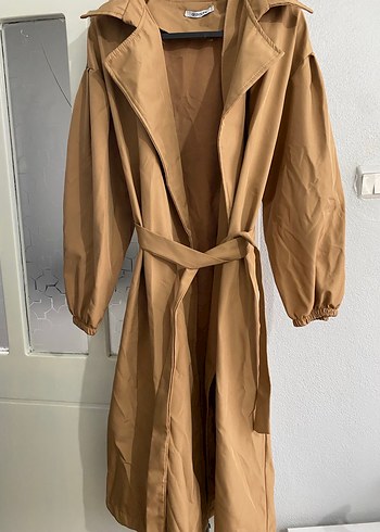 Bej Uzun Kesim Kadın Trençkot - Görsel 3