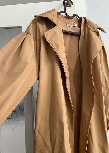 Bej Uzun Kesim Kadın Trençkot - Görsel 2