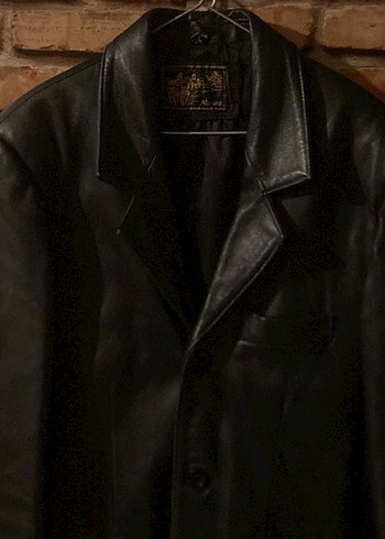 Vintage Düğmeli Siyah Deri Erkek Ceket - Görsel 4