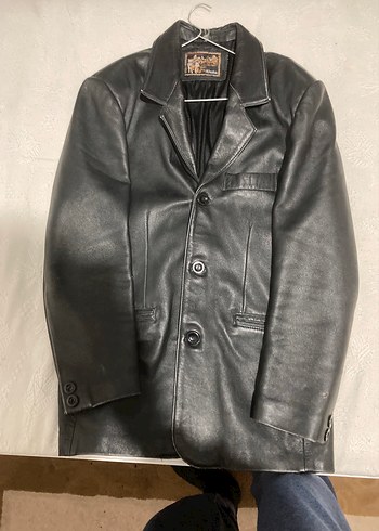 Vintage Düğmeli Siyah Deri Erkek Ceket - Görsel 6