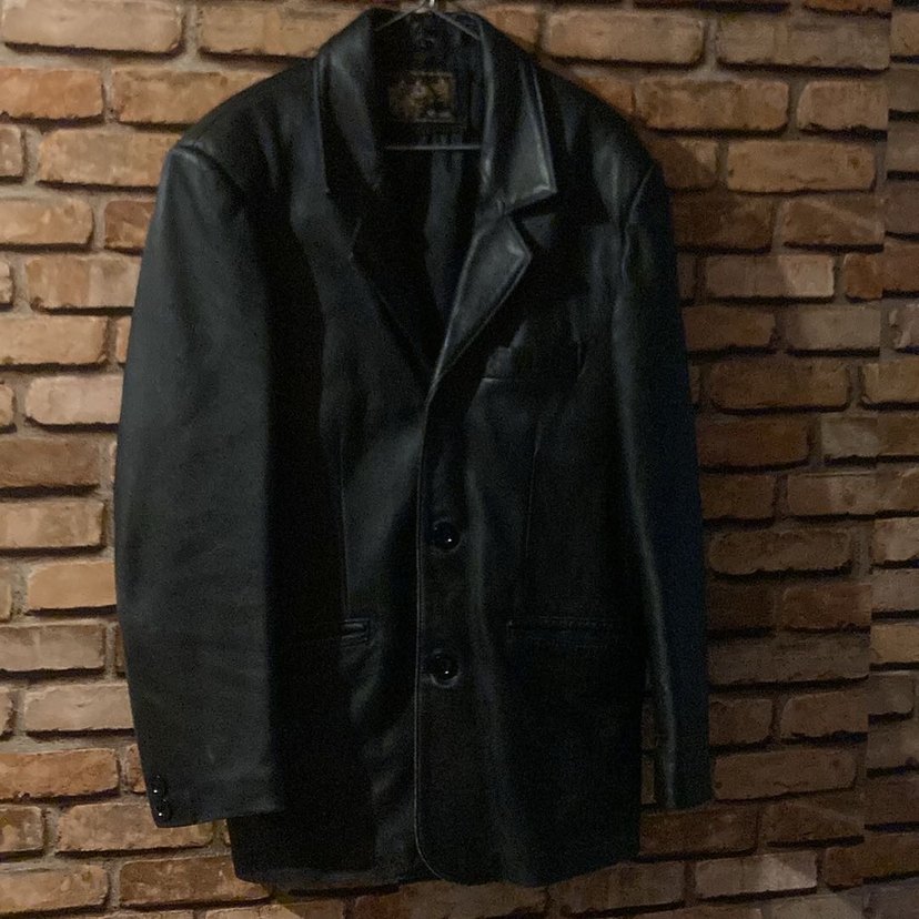 Vintage Düğmeli Siyah Deri Erkek Ceket - Görsel 3