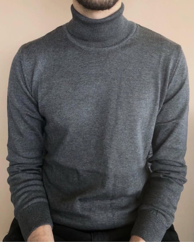 Gri Boğazlı Erkek Triko Kazak - Görsel 2