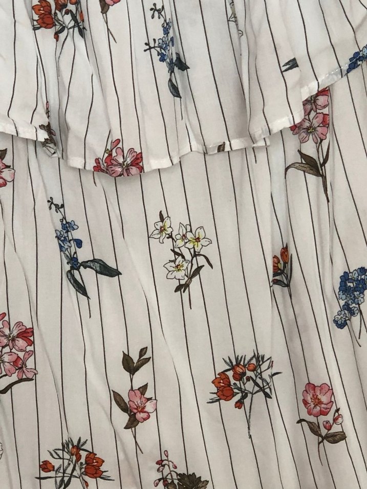 Kadın Beyaz Çiçekli Straplez Mini Bluz - Görsel 2