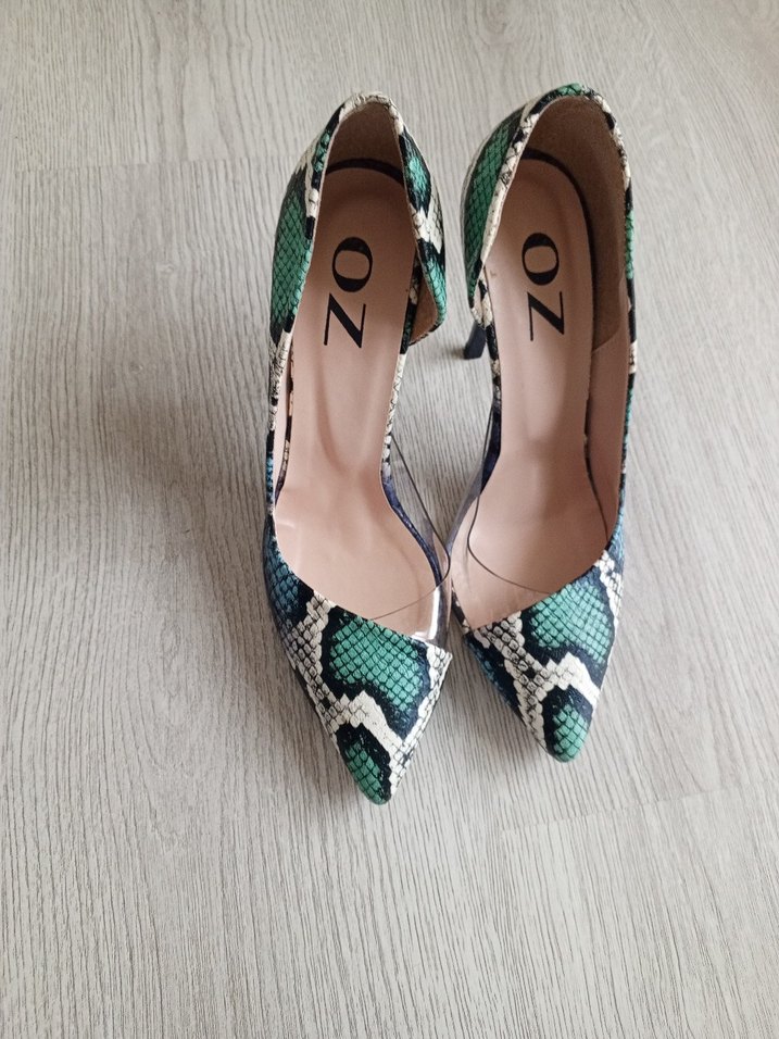 Yılan Desenli Çok Renkli Stiletto Topuklu Kadın Ayakkabı - Görsel 3