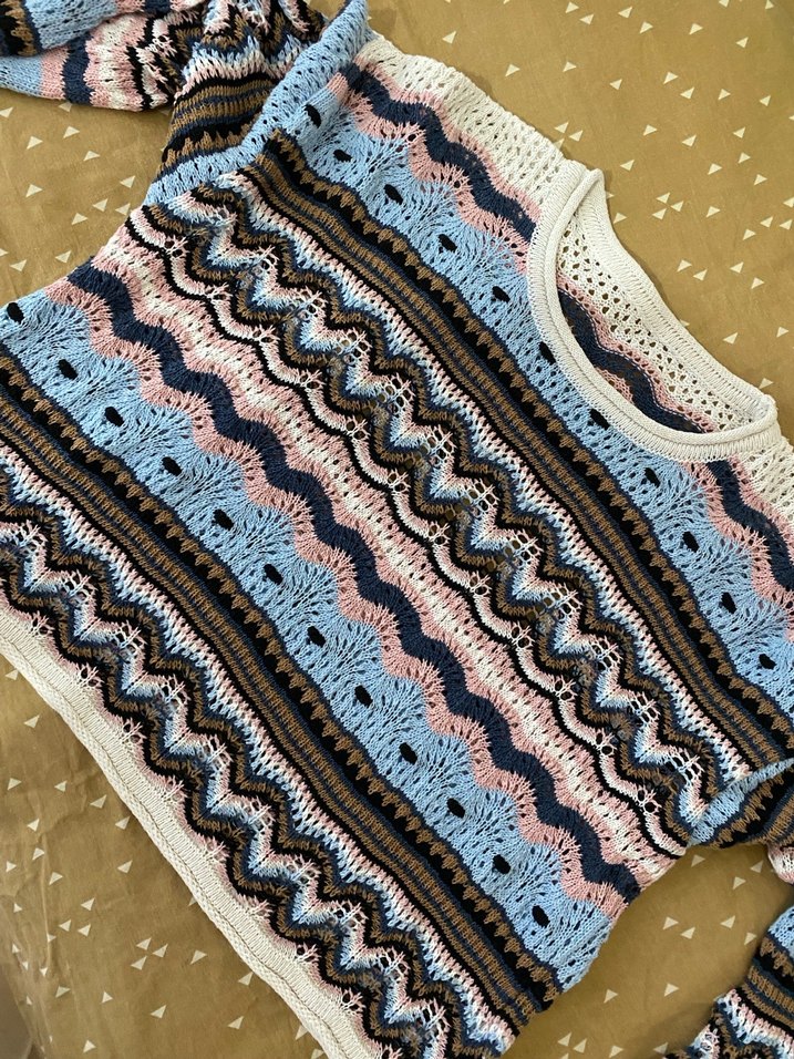 Çok Renkli Bohem Örgü Kadın Kazak - Görsel 4