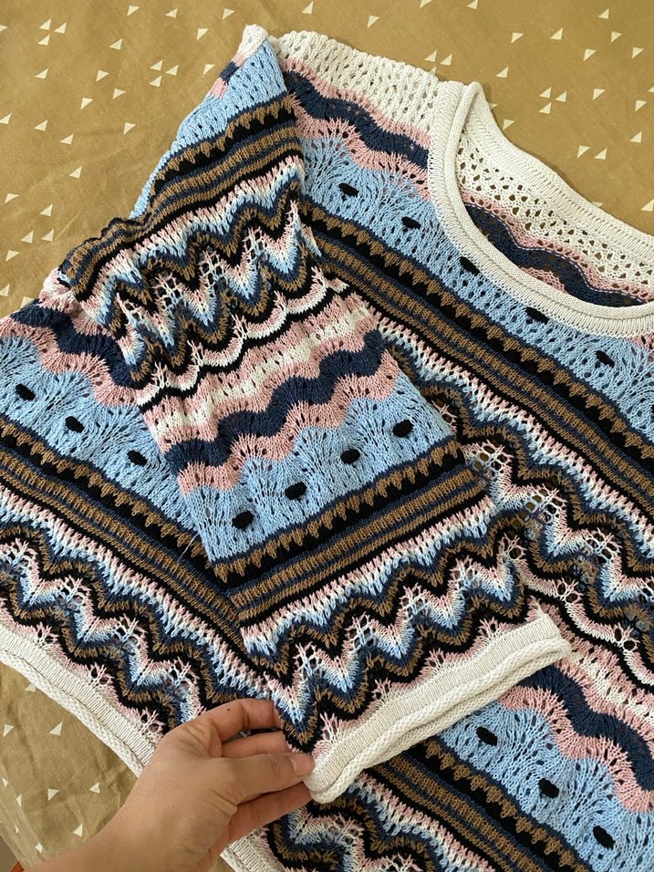 Çok Renkli Bohem Örgü Kadın Kazak - Görsel 3