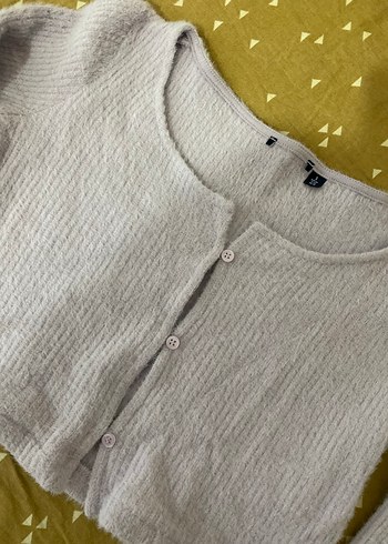 Lila Düğmeli crop  Hırka - Görsel 2