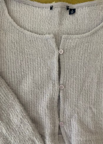 Lila Düğmeli crop  Hırka - Görsel 3