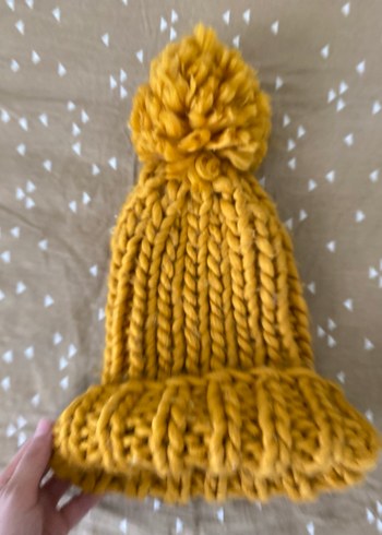 Kalın Örgülü Sarı Kadın Bere - Görsel 2