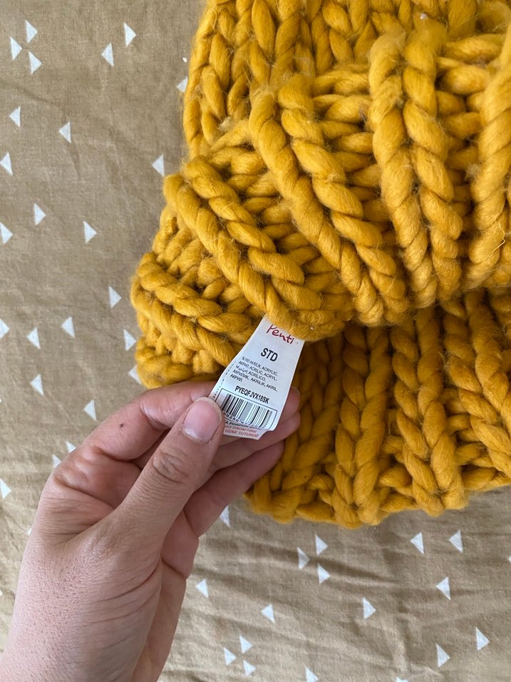 Kalın Örgülü Sarı Kadın Bere - Görsel 3