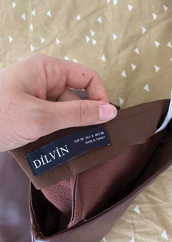 Dilvin 
Kahverengi Deri Kadın Pantolon - Görsel 3