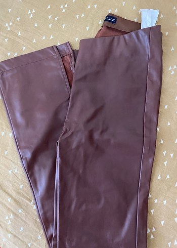 Dilvin 
Kahverengi Deri Kadın Pantolon - Görsel 2