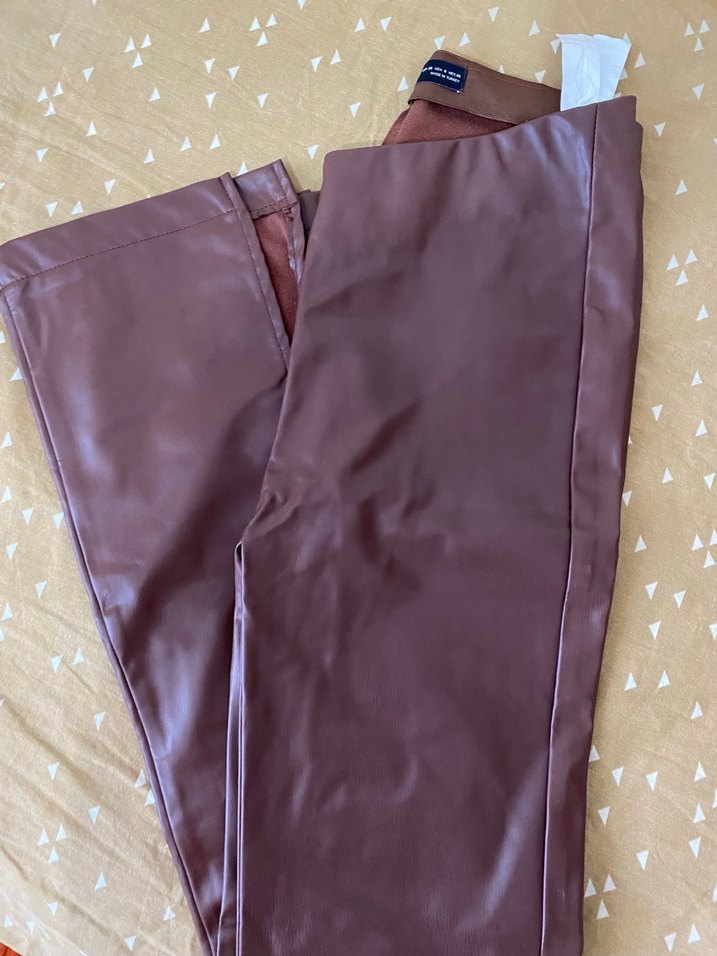 Dilvin 
Kahverengi Deri Kadın Pantolon - Görsel 2