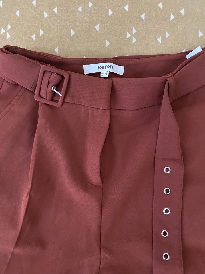 Koton 
Kemerli Kahverengi  Kadın Pantolon - Görsel 2