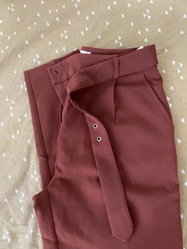 Koton 
Kemerli Kahverengi  Kadın Pantolon - Görsel 3