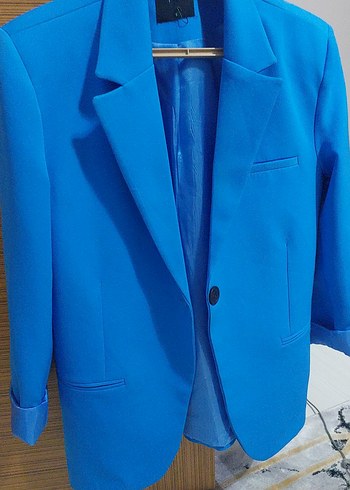 Defacto Mavi Düğmeli Kadın Blazer Ceket