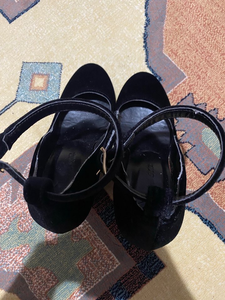 Koyu Siyah Tokalı Blok Topuklu Kadın Ayakkabı - Görsel 3