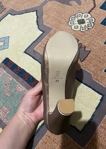 Bej Yılan Desenli Kemerli Stiletto - Görsel 4