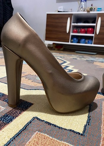 Bej Yılan Desenli Kemerli Stiletto - Görsel 6