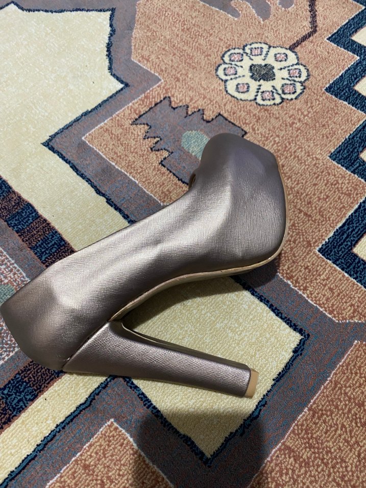 Bej Yılan Desenli Kemerli Stiletto - Görsel 5