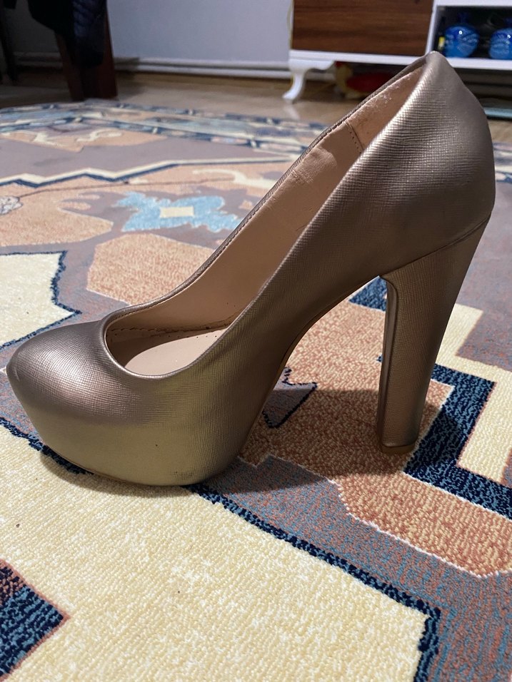 Bej Yılan Desenli Kemerli Stiletto - Görsel 2