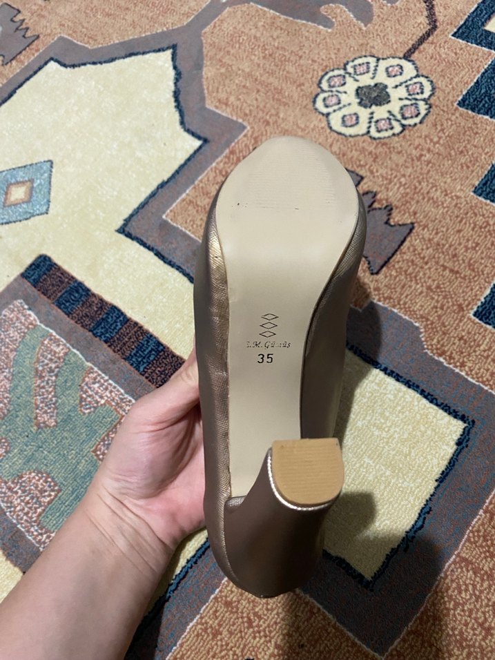 Bej Yılan Desenli Kemerli Stiletto - Görsel 4