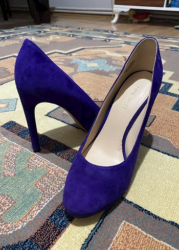 Mor Süet Kadın Kalın Topuklu Stiletto - Görsel 6