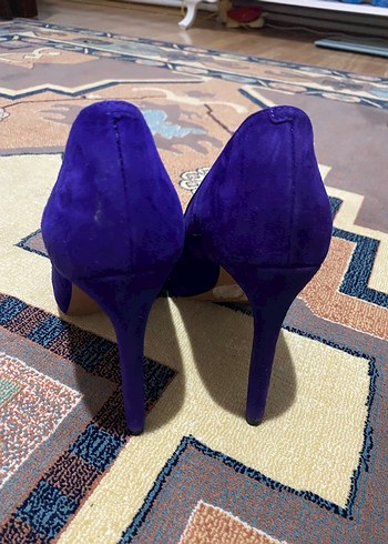 Mor Süet Kadın Kalın Topuklu Stiletto - Görsel 2