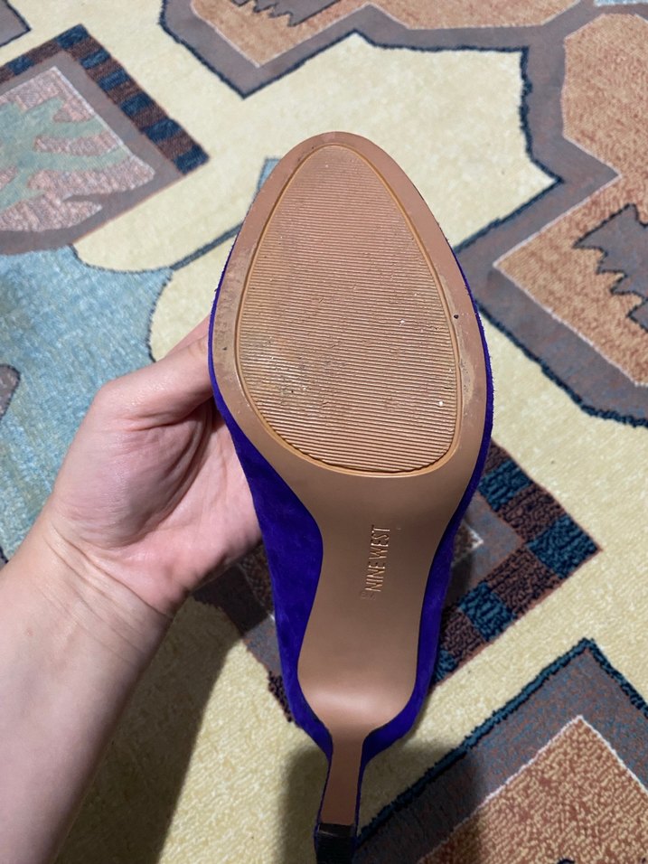 Mor Süet Kadın Kalın Topuklu Stiletto - Görsel 5