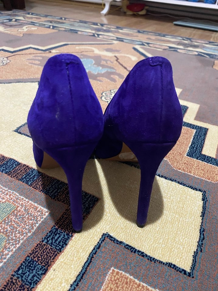 Mor Süet Kadın Kalın Topuklu Stiletto - Görsel 2