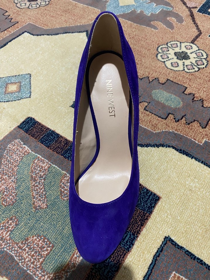 Mor Süet Kadın Kalın Topuklu Stiletto - Görsel 4