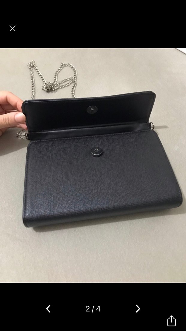 Siyah Zincir Detaylı Deri Kadın Çanta - Görsel 2