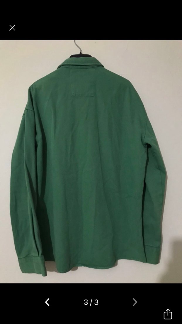 Düğmeli Keten Yeşil Erkek Gömlek - Görsel 3