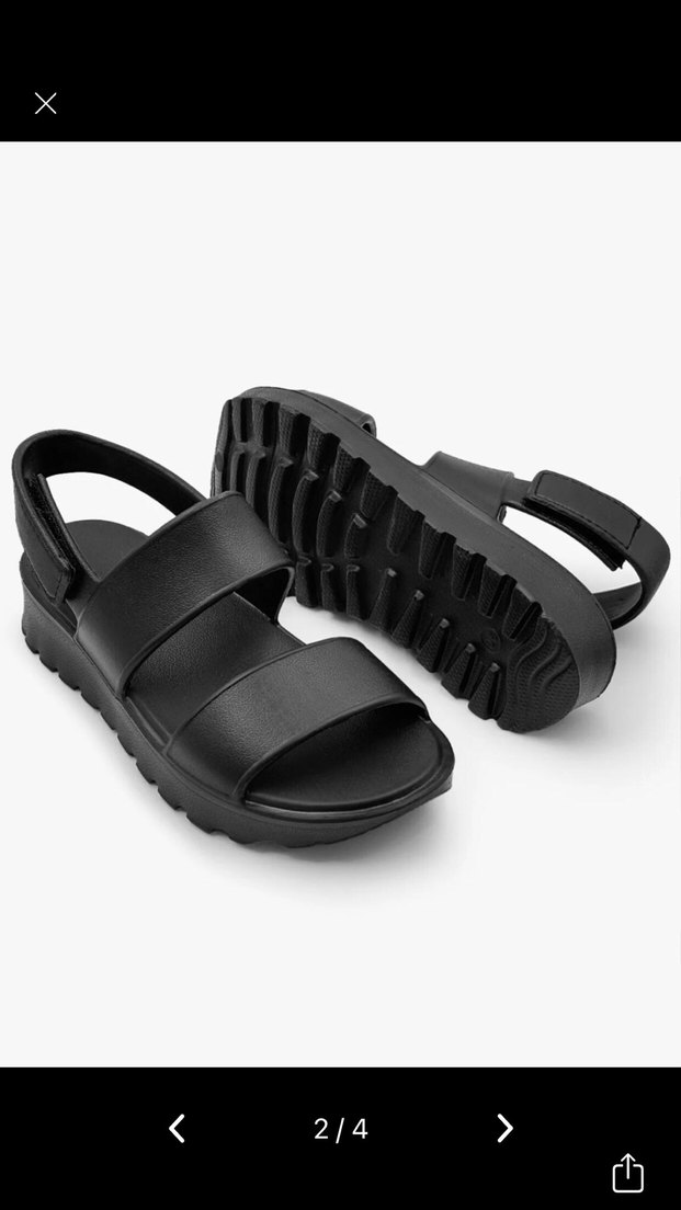 Siyah Ortopedik Dolgu Topuklu Kadın Sandalet - Görsel 2