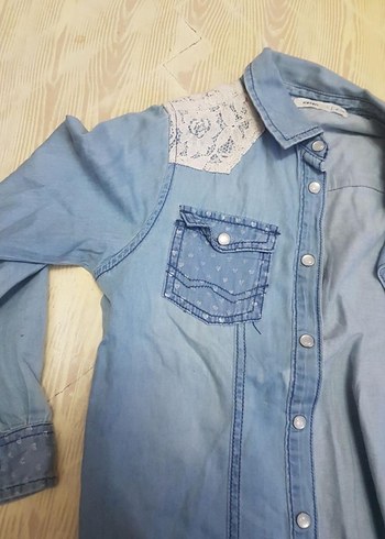 Kız çocuk dantel detaylı gömlek - Görsel 6