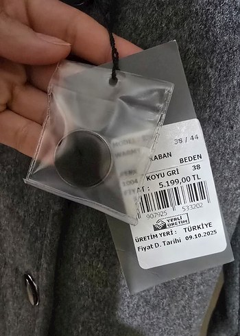 By Olcay Gri Kısa Çift Düğmeli Kaban - Görsel 2