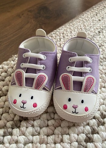 Mor Nakışlı Kız Bebek İlk Adım Ayakkabısı - Görsel 4