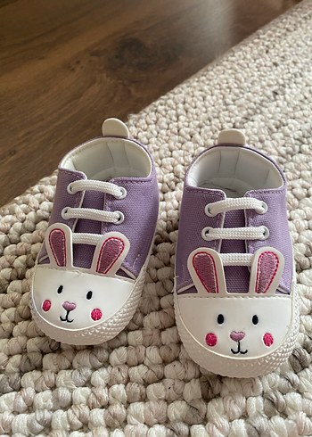 Mor Nakışlı Kız Bebek İlk Adım Ayakkabısı - Görsel 2