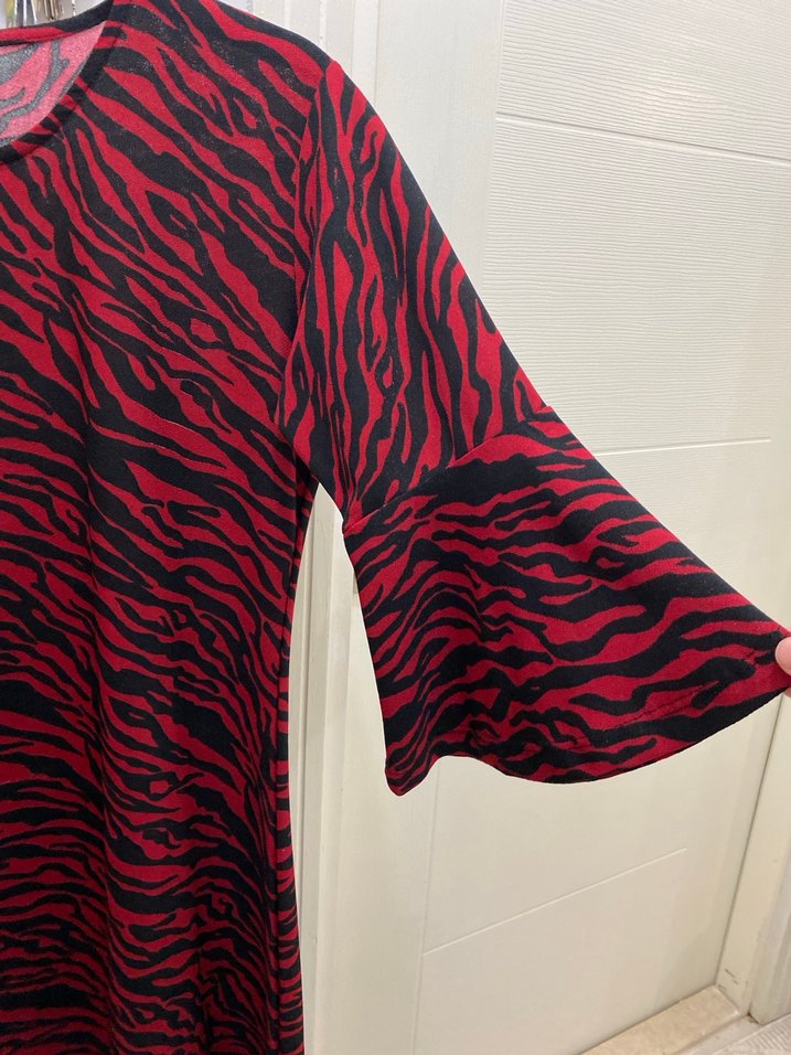 Kırmızı Zebra Desenli Hamile Tunik - Görsel 2